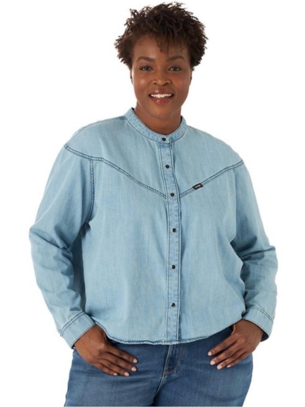 Wrangler Western Denim Top Women's Small Blue Snap Button-Up Cowgirl Ranch Rodeo